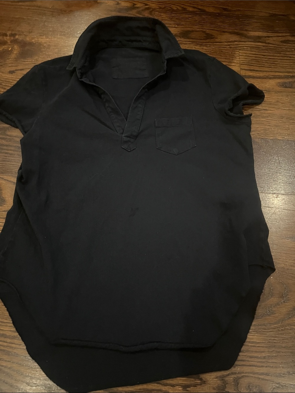 Frank & Eileen Black Short-Sleeve Polo Shirt with Chest Pocket